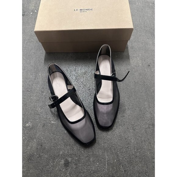LE MONDE BERYL Mary Jane Mesh Flats Black - Picture 3 of 9